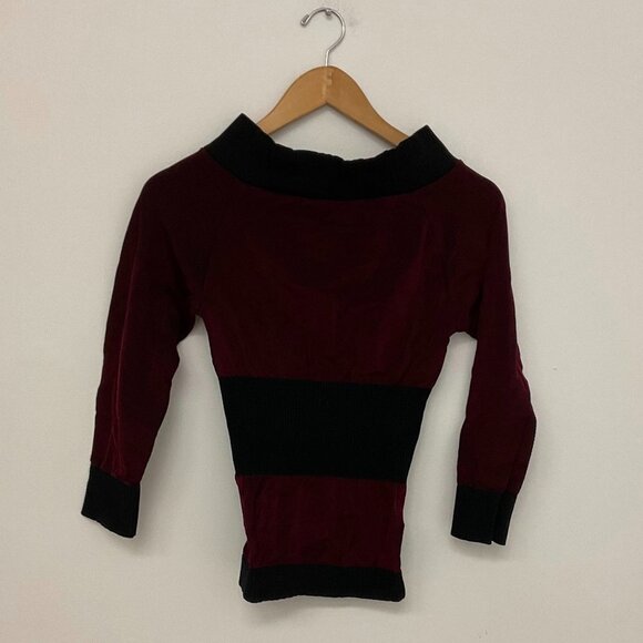 Philippe Matignon Colorblock Round Neck Sweater Long Sleeve Size L Red/Black - Picture 1 of 1